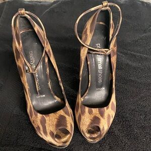 Leopard Print Peep Toe Heels